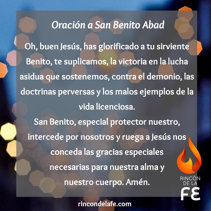 Oración cristiana a San Benito Abad