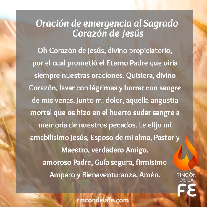 Oración al Sagrado Corazón de Jesús de Emergencia